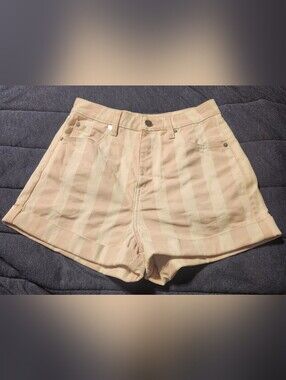 Volcom Striped Pink and White High-Waist Shorts